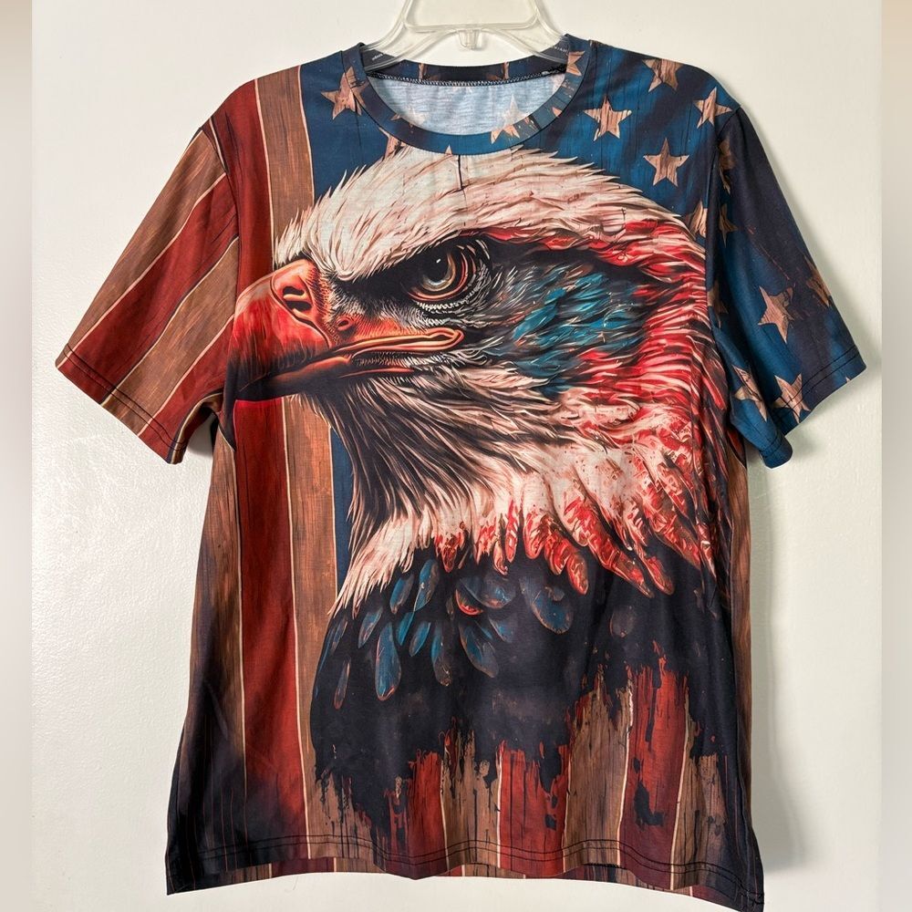 Vintage Eagle Graphic Tee Men S American Flag Patriotic Sublimation Shirt Gorp